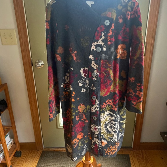 NWOT STUNNING J JILL JACQUARD CARDIGAN SWEATER COAT XS - Picture 4 of 13